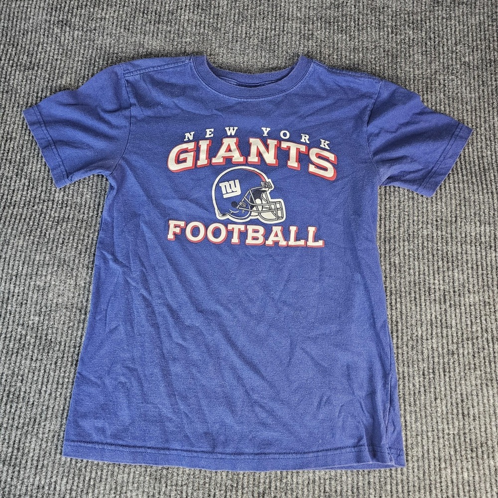 New York Giants Shirt Graphic Tee Youth Medium 10-12 Blue NFL Football‎ Reebok